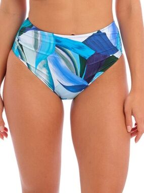 NEW Fantasie Aguada Beach Ruched Full Brief Swim Bottom 502971 Splash Print Blue
